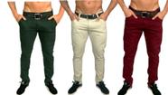 Kit 3 calça jeans masculina com elastano slim bege claro azul marinho skinny alfaiataria