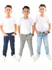 Kit 3 Calça Jeans Sarja Juvenil Menino Sport Fino Com Ajuste na Cintura