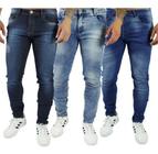 Kit 3 Calça Jeans Sarja Masculina Skinny Slim Lycra + Cores - Daze Modas