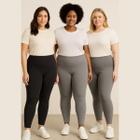Kit 3 Calça Legging Plus Size Reforçada Suplex Cintura Alta