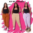 Kit 3 Calça Moletom femenina plus size g1 g2 g3 Skinny Flanelado com bolso