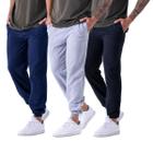 Kit 3 Calça Moletom Punho Fit Slim Masculino Adulto