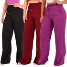 Kit 3 Calça Pantalona Feminina Cintura Alta Tendência Larga  Altíssima Qualidade