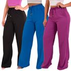 Kit 3 Calça Pantalona Feminina Cintura Alta Tendência Larga Altíssima Qualidade