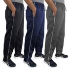 Kit 3 Calça Tactel Masculina 3 Bolsos Preta Azul Cinza