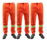 Kit 3 Calça Uniforme Profissional Brim Pesado C/ FAIXA REFLETIVA