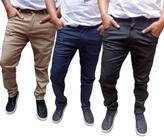 Kit 3 calças basica masculina sarja e jeans a pronta entrega calça com elastano aproveite.