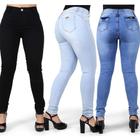 Kit 3 Calças Jeans Feminina Skinny Levanta Bumbum Cintura Alta com Elastano