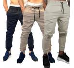 kit 3 calças jeans jogger com elastano masculina jeans slim cores variadas lançamento