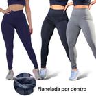 kit 3 Calças Legging Suplex pelúciada flanelada Térmica quentinha feminina Cintura alta