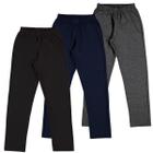 Kit 3 calças moletom adulto básico dalri 078 sem punho