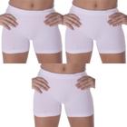 Kit 3 Calcinhas Boxer Selene Sem Costura Infantil - Branco