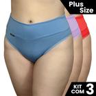 Kit 3 Calcinhas Cós Alto Plus Size Tamanho Grande Ajuste Perfeito