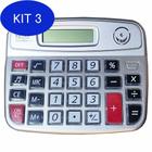 Kit 3 Calculadora Eletrônica Mesa Comercial Escritório 8 Dígitos