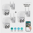 Kit 3 Câmera ip Rotativa Icsee Dome Gira 320º Pro/D'água Externa Segurança WiFi Infra Visão Noturna