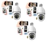 Kit 3 Camera Ip Segurança Lampada Yoosee Panoramica Wifi1080 Espia