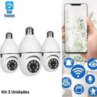 KIT 3 Camera Lampada Segurança Wifi sem fio Infra Microfone Bivolt