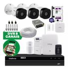 Kit 3 Câmeras Com Dvr 8ch Hd 1tb E Alarme Amt 8000 Intelbras