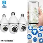 KIt 3 Câmeras de segurança wi-fi ip sem fio 360 encaixe lampada App yoosee ptz full HD visão noturna - Envio Rápido