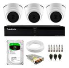 Kit 3 Câmeras Dome VHL 1220 D G2 HDCVI 2 megapixels Intelbras Visão Noturna 20m + Dvr Tudo Forte TFHDX 3304 4 Canais Com App Xmeye + HD 2TB BarraCuda