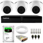 Kit 3 Câmeras Dome VHL 1220 D G2 HDCVI 2 megapixels Intelbras Visão Noturna 20m + Dvr Tudo Forte TFHDX 3304 4 Canais Com App Xmeye + HD 2TB BarraCuda - Intelbras e Tudo Forte