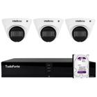 Kit 3 Câmeras Dome VLP 1230 D IP Full HD 1080p IP67 IR 30m Intelbras + DVR Tudo Forte TFHDX 3304 4 Canais + HD 1TB Purple