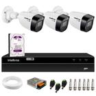 Kit 3 Câmeras Intelbras VHD 1130 B HD 720p com Lente 2.8mm Visão Noturna 30m Resistente à Chuva IP67 + DVR Intelbras MHDX 1204 4 Canais + HD 1TB