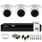 Kit 3 Câmeras Intelbras VHD 1220 G7 Dome Full HD com Visão Noturna de 20m Multi HD + DVR Intelbras MHDX 1204 4 Canais + HD 2TB