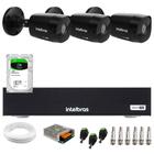 Kit 3 Câmeras Intelbras VHD 1230 B Full HD 1080p Bullet Black G7 Visão Noturna 30m IP67 + Dvr Intelbras MHDX 1004-C 4 Canais + HD 2TB BarraCuda