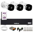 Kit 3 Câmeras Intelbras VHD 1230 B Full HD 1080p Bullet Visão Noturna de 30 metros IP67 + Dvr Intelbras MHDX 1104-C 4 Canais + HD 1TB Purple