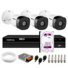 Kit 3 Câmeras Intelbras VHD 1230 B Full HD 1080p Bullet Visão Noturna de 30 metros IP67 + DVR Intelbras MHDX 1204 4 Canais + HD 1TB Purple - CN e Rotativos