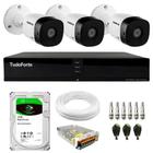 Kit 3 Câmeras Intelbras VHD 1230 B Full HD Bullet Visão Noturna de 30 metros IP67 + Dvr Tudo Forte TFHDX 3304 4 Canais App Xmeye + HD 2TB BarraCuda