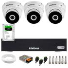 Kit 3 Câmeras Intelbras VHD 3230 D G7 Dome Full HD 1080p Visão Noturna de 30m IP67 + DVR Intelbras MHDX 3004-C 4 Canais + HD 2TB BarraCuda