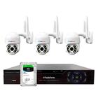 Kit 3 Câmeras Ip Wifi Speed Dome Externa Motorizada Full HD Tudo Forte + DVR Gravador de Vídeo Tudo Forte TFHDX 3304 4 Canais + HD 1TB Skyhawk