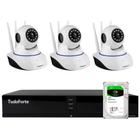 Kit 3 Câmeras Robô IP Wifi HD 720p Sem Fio Com áudio e Visão Noturna Tudo Forte + DVR Gravador de Vídeo TFHDX 3304 4 Canais + HD 2TB Barracuda