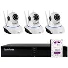 Kit 3 Câmeras Robô IP Wifi HD 720p Sem Fio Com áudio e Visão Noturna Tudo Forte + DVR Gravador de Vídeo Tudo Forte TFHDX 3304 4 Canais + HD 2TB Purple