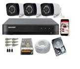 Kit 3 Cameras Segurança 720p Hd Dvr Hikvision 4ch Alta Resolução c/ Acessórios