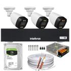 Kit 3 Câmeras Segurança Color Dvr Intelbras 1004c Hd 500gb