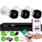 Kit 3 Câmeras Segurança VHL 1120B HD 720p 20m IP66 DVR Intelbras MHDX 1204 4 Canais + HD 1TB Purple