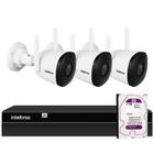 Kit 3 Câmeras WiFi Visão Noturna 30m Intelbras iM5 SC Full HD 1080p Microfone + NVR Gravador 1404 4 Canais + HD 1TB Purple