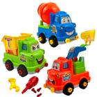 kit 3 Caminhão Monta Desmonta Brinquedo Infantil Ferramentas