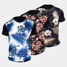 Kit 3 Camisa camiseta long line Manga Curta Floral masculino melho qualidade