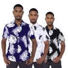 Kit 3 Camisa Floral Masculina Manga Curta Social Slim Fit