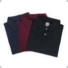 Kit 3 camisa gola polo masculina algodão piquet premium plus size