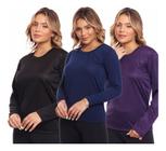 Kit 3 Camisas Feminina Camiseta Térmica Proteção Solar Uv