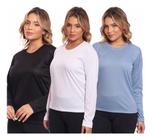 Kit 3 Camisas Feminina Camiseta Térmica Proteção Solar Uv