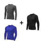 Kit 3 Camisas Masculina Manga Longa Dry Fit Malha Fria