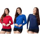 Kit 3 Camisas Termicas Feminina Uv50+ Segunda Pele Proteção Solar