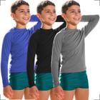 Kit 3 Camisas Térmicas Infantil Menino e Menina Tecido Geladinho Uv 2 a 14 Anos Idade Juvenil Proteção Solar Praia Piscina Manga Longa Comprida