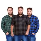 Kit 3 Camisas Xadrez Plus Size Masculino Flanelado Manga Longa